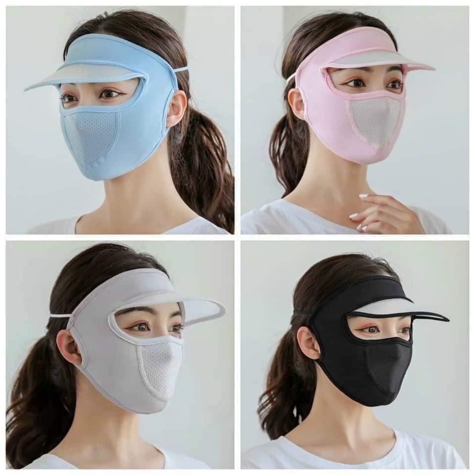 Khẩu trang Ninja có kính chống nắng bụi, vải thun cotton mỏng thoáng mát, che kín mặt, trán, có tai đeo ôm sát mặt