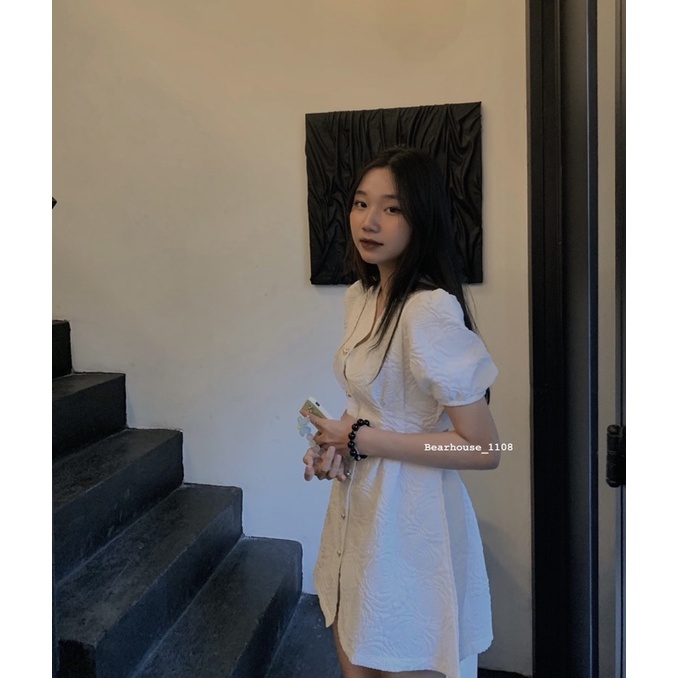 [Mã FAMARAL1 giảm 10K đơn 50K] ❌ ĐẦM - VÁY HOA VÂN CHÌM TRẮNG CÚC NGỌC CAO CẤP * GẤM * | BigBuy360 - bigbuy360.vn