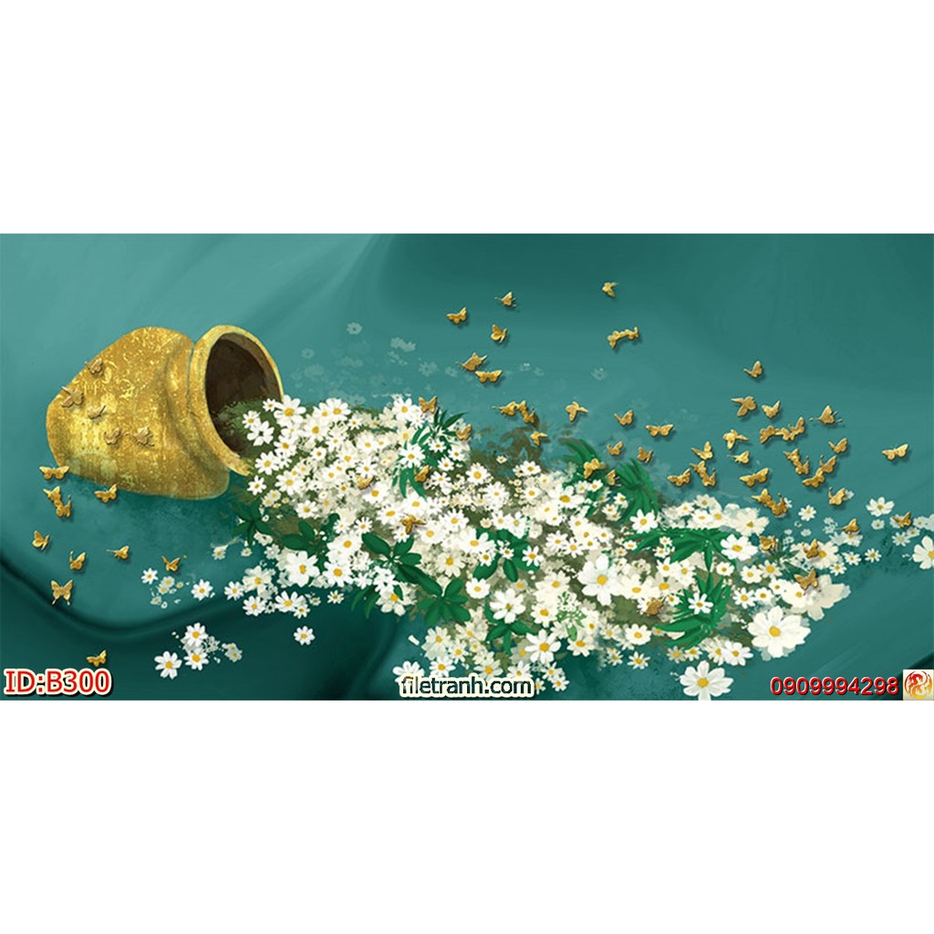 TRANH DÁN TƯỜNG 3D BÌNH HOA, LO HOA NHIỀU MẪU