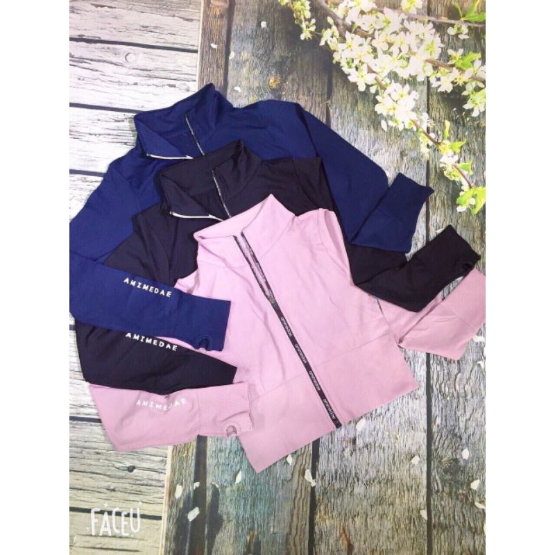 Áo khoác thể thao nữ ôm Body. Áo tập Gym form ngắn hàng Quảng Châu. Áo ko nón