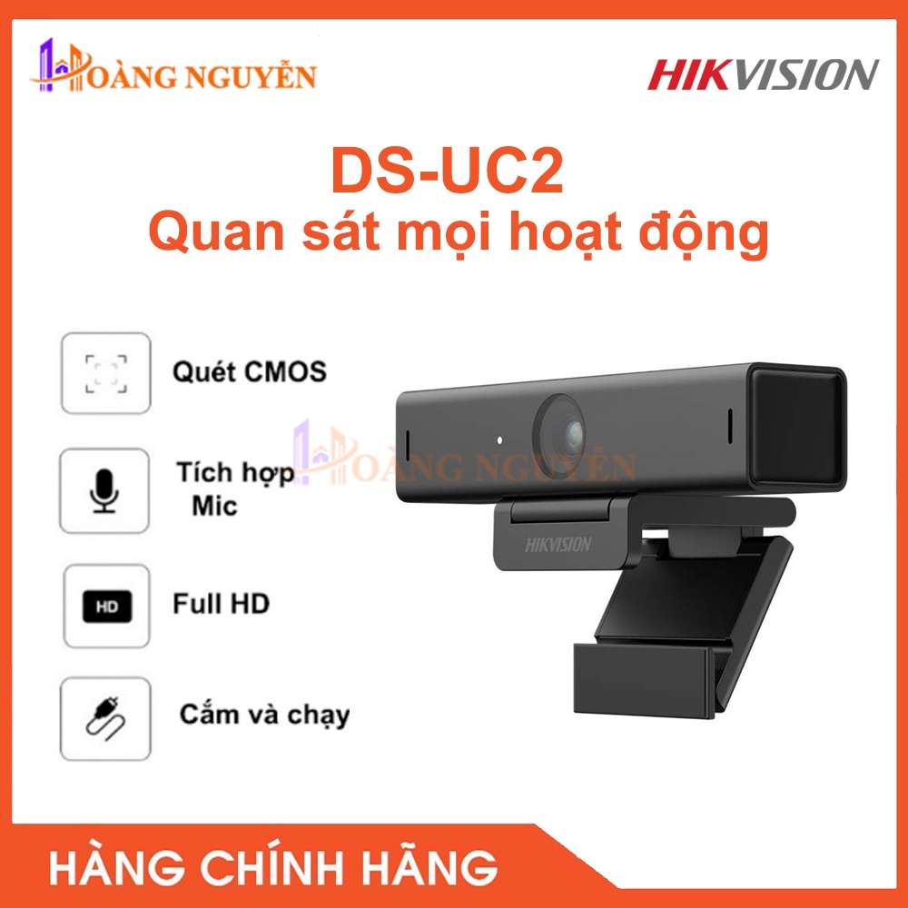 [NHÀ PHÂN PHỐI] Webcam Hikvison DS-UC2 HD1080P Cho Máy Tính, Tích Hợp Mic Thu Âm, Tự Động Lấy Nét, Kết Nối Cổng USB