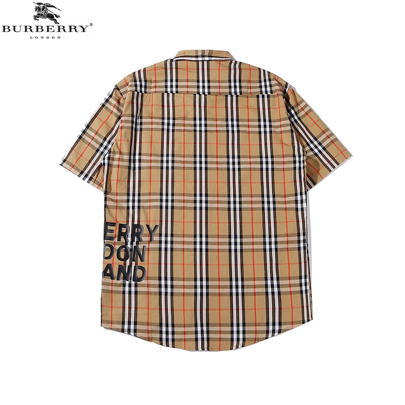 ❤❀  ❤ Burberr--------Áo Sơ Mi Cotton Tay Ngắn Kẻ Sọc Phong Cách Vintage Dành Cho Cặp Đôi