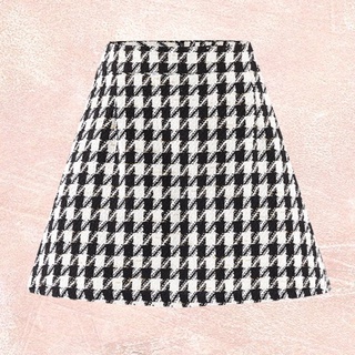 Chân váy tweed cạp cao caro tingoan FLIRT WITH ME SKIRT/CR (có quần trong)