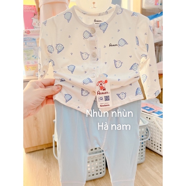 (Nhùn nhùn)Bộ cài thẳng/cài chéo dài tay hoạ tiết sợi tre Avaler size nb đến 6-9m(nhiều mẫu)
