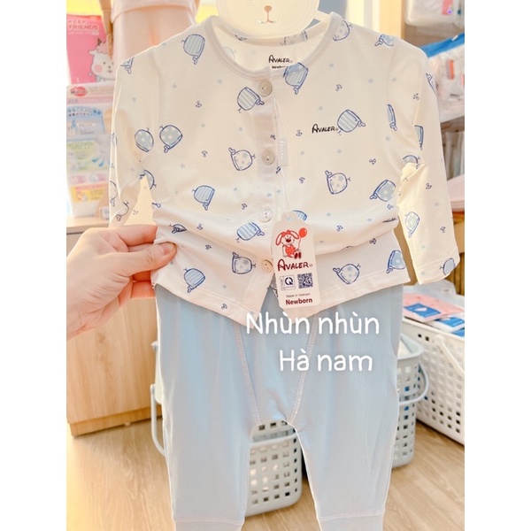 {Hà Nam/Avaler} Bộ cài thẳng dài tay hoạ tiết sợi tre Avaler size nb đến 6-9m(nhiều mẫu)