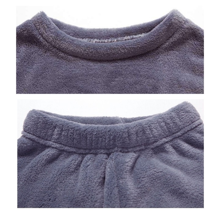Bộ quần áo lông cừu D.sudio cho mẹ và bé (từ 4-8 tuổi) cổ tròn siêu ấm mùa đông