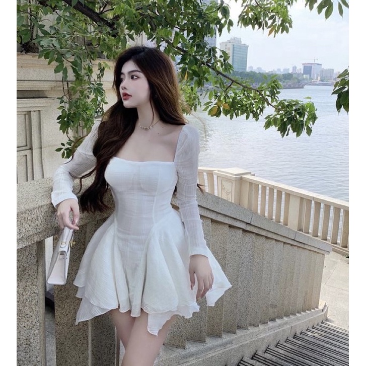 Đầm body cổ vuông Ulzzang