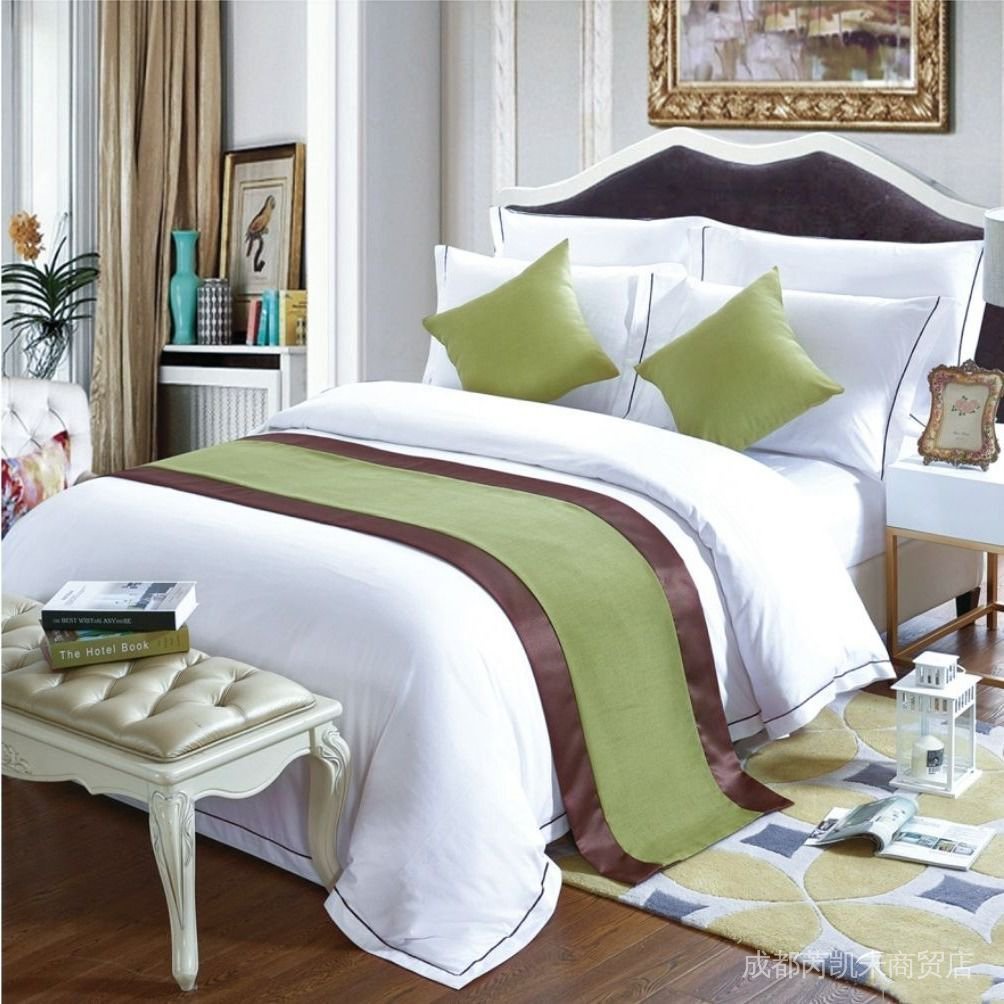 Khăn Đuôi Giường Khách Sạn Gia Đình Khách Sạn Màu Trơn Mới Nhất  Phong Cách Trung Quốc Bán Sỉ ULMB