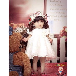 Băng Đô Turban Tóc Giả Cho Bé Gái Kiểu Dài Uốn Nơ Bông Hồng - Kèm Tóc Mái và Tóc Giả Dài Hai Bên !