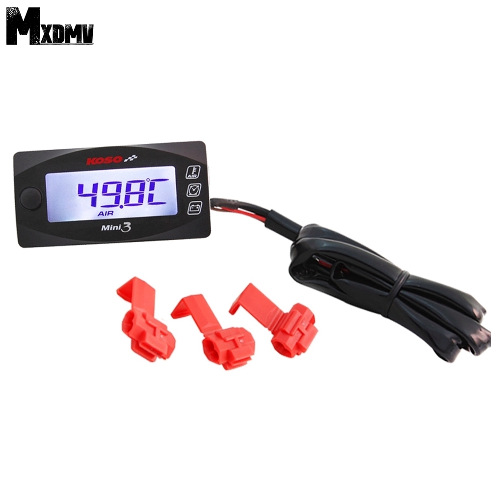 Universal Motorcycle Multi-Function Mini 3 Digital Air Temperature Thermometer Time Voltmeter KOSO  Water Meter Gauge