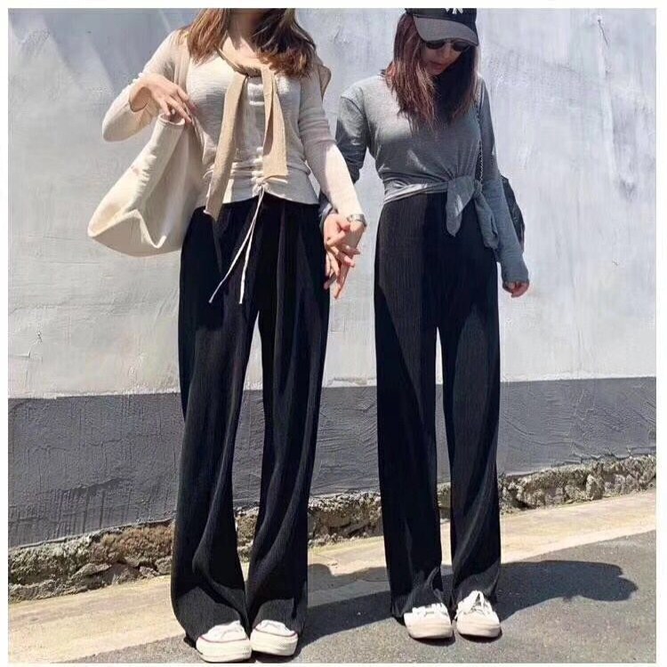 COZOK Quần ống rộng xếp ly chất liệu chiffon cho nữ