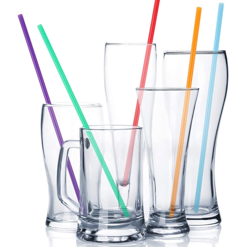 Bộ 100 Ống Hút Nhựa 19CM Nhiều Màu Sắc Dùng Một Lần
