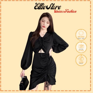 Váy Khoét Eo Rút 1 Bên Hông, chất đũi mềm,  Ellie Store_Mã 623