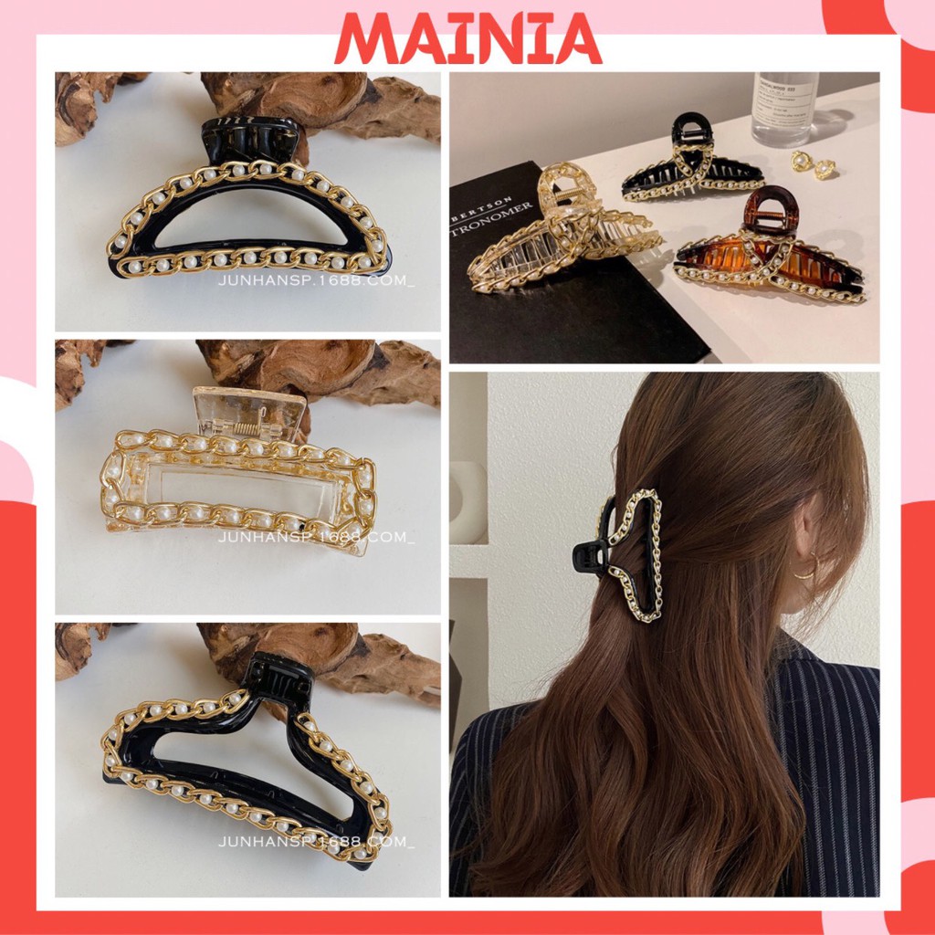 [Sẵn Hàng] Kẹp Tóc Càng Cua Nhựa Đính Ngọc phong cách Hàn Quốc Hot Trend 2020 Mainia Shop
