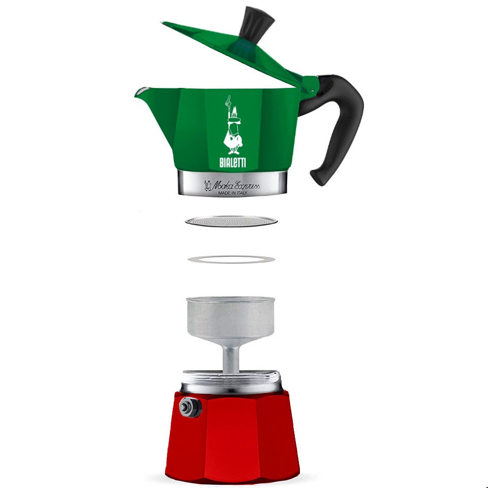 Ấm cà phê Ý Bialetti Moka Express phiên bản màu cờ Ý 3 cup | made in Italy