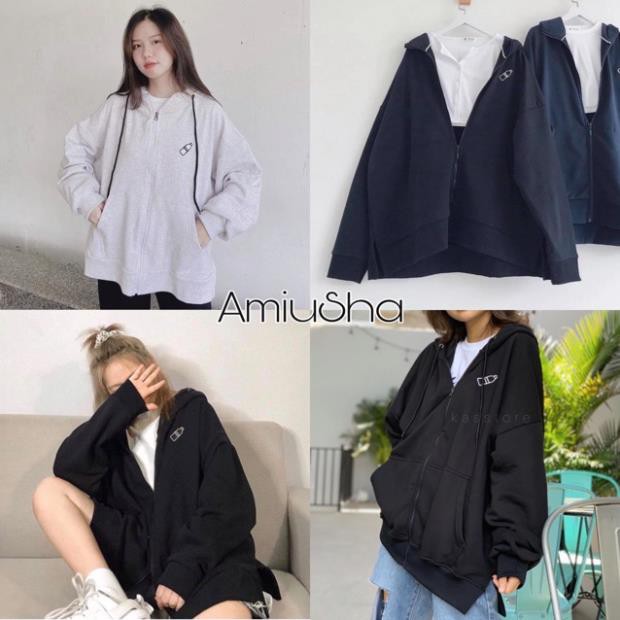 [Bán Chạy] Áo Khoác Hoodie Nỉ Xẻ Tà Có Dây Kéo 2 Màu (ẢNH THẬT)