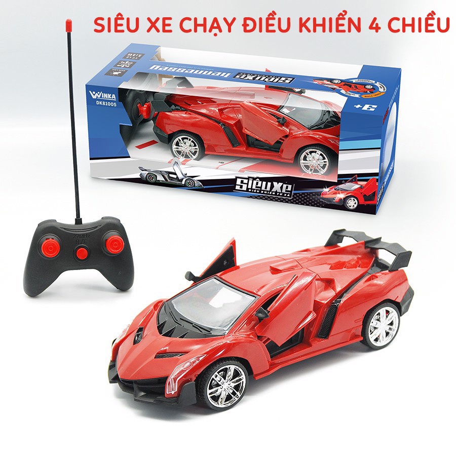 Ô tô điều khiển từ xa 2 chiều 4 chiều chạy pin AA thiết kế kiểu dáng siêu xe hiện đại bắt mắt