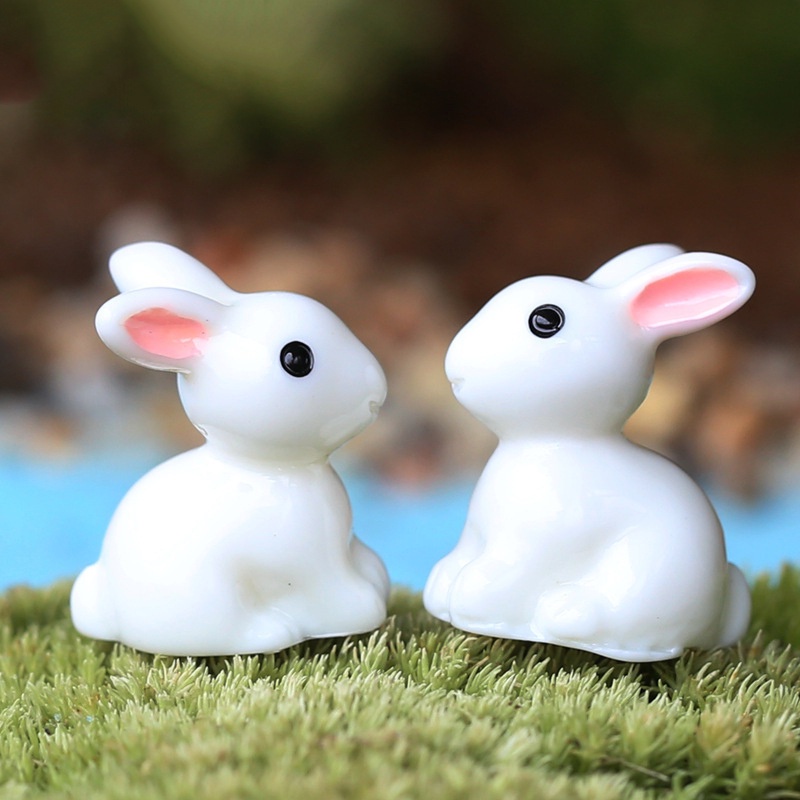 Bộ 2 Chú Thỏ mini Trang Trí Sân Vườn Xinh Xắn