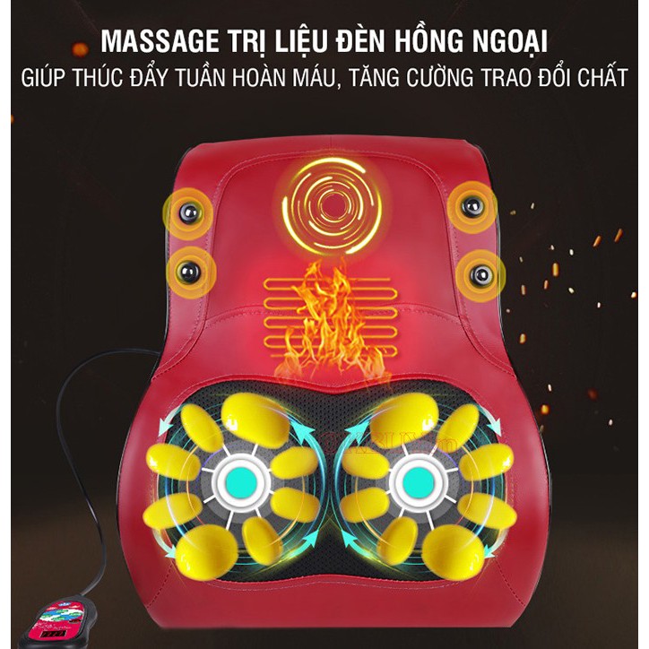 Đệm Massage Lưng Xoay Xoa Bóp, Rung Và Nóng Cao Cấp YJ-M6