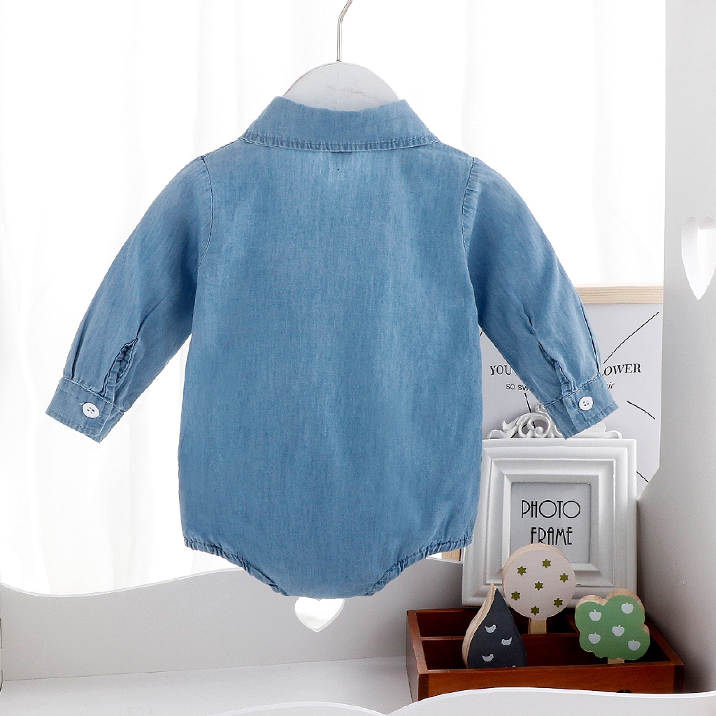 Áo Liền Quần Denim Dài Tay Thời Trang Dành Cho Trẻ Nhỏ