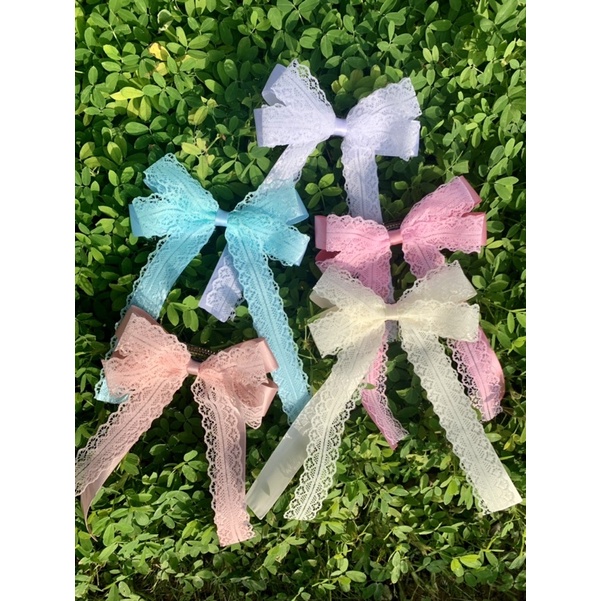 Kẹp tóc vải mix ren xinh xắn