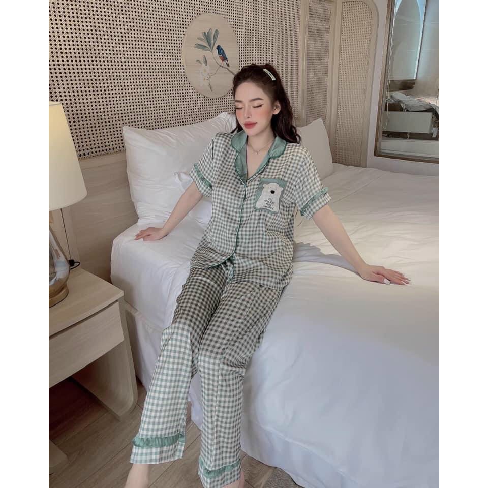 Pijama Lụa SATIN, LATIN nhà VIC Tay dài, tay ngắn quần dài Form dưới 60 kí