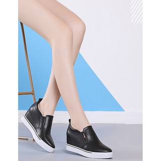 Giày Slip on độn 7p da bò cao cấp siêu mềm 2 màu trắng ,đen