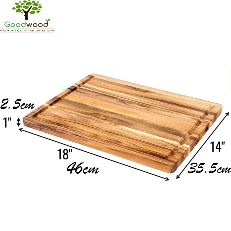 Thớt gỗ Teak cao cấp siêu cứng không mùn, chống nứt, có rãnh -Thớt gỗ kháng khuẩn hàng xuất khẩu Châu Âu
