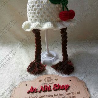 Nón len tóc giả phối trái cherry (có ảnh thật)