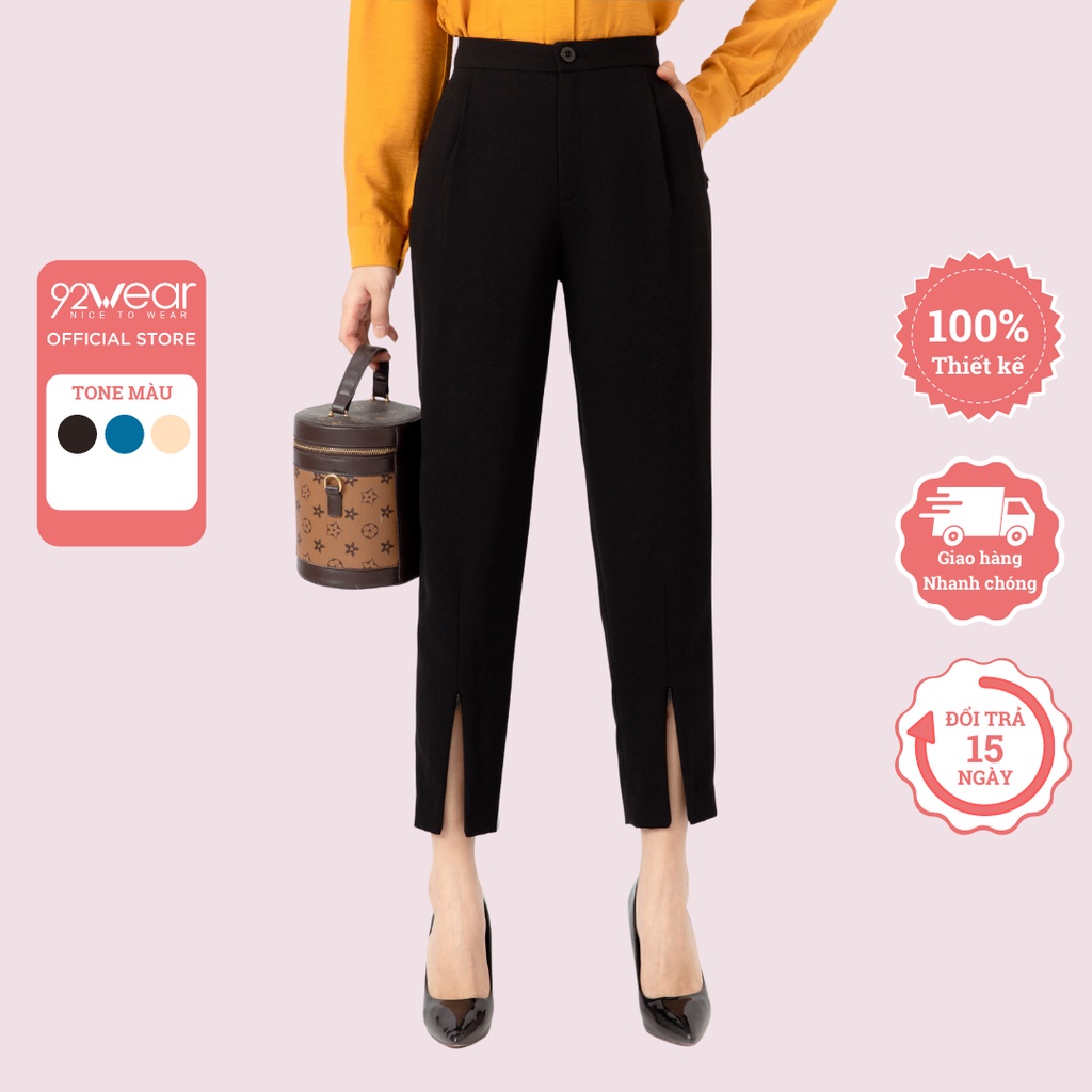 Quần baggy nữ 92WEAR hàng thiết kế phong cách công sở thanh lịch, tôn dáng QGA1897