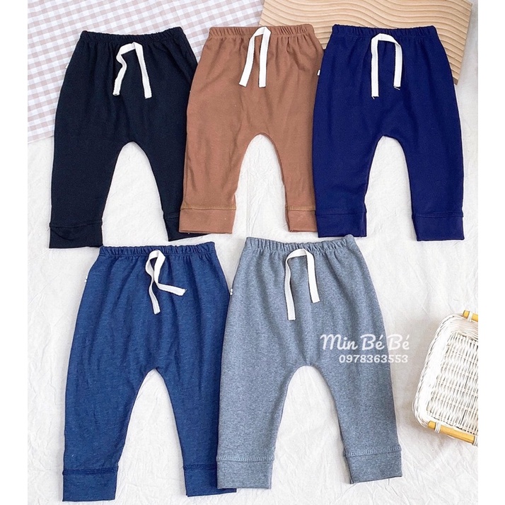 Quần cotton dài đũng rộng cho bé trai - bảng màu trơn