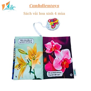 Sách vải hoa xinh 4 mùa, giúp trẻ làm quen với tên các loài hoa, phát triển kỹ năng tương tác