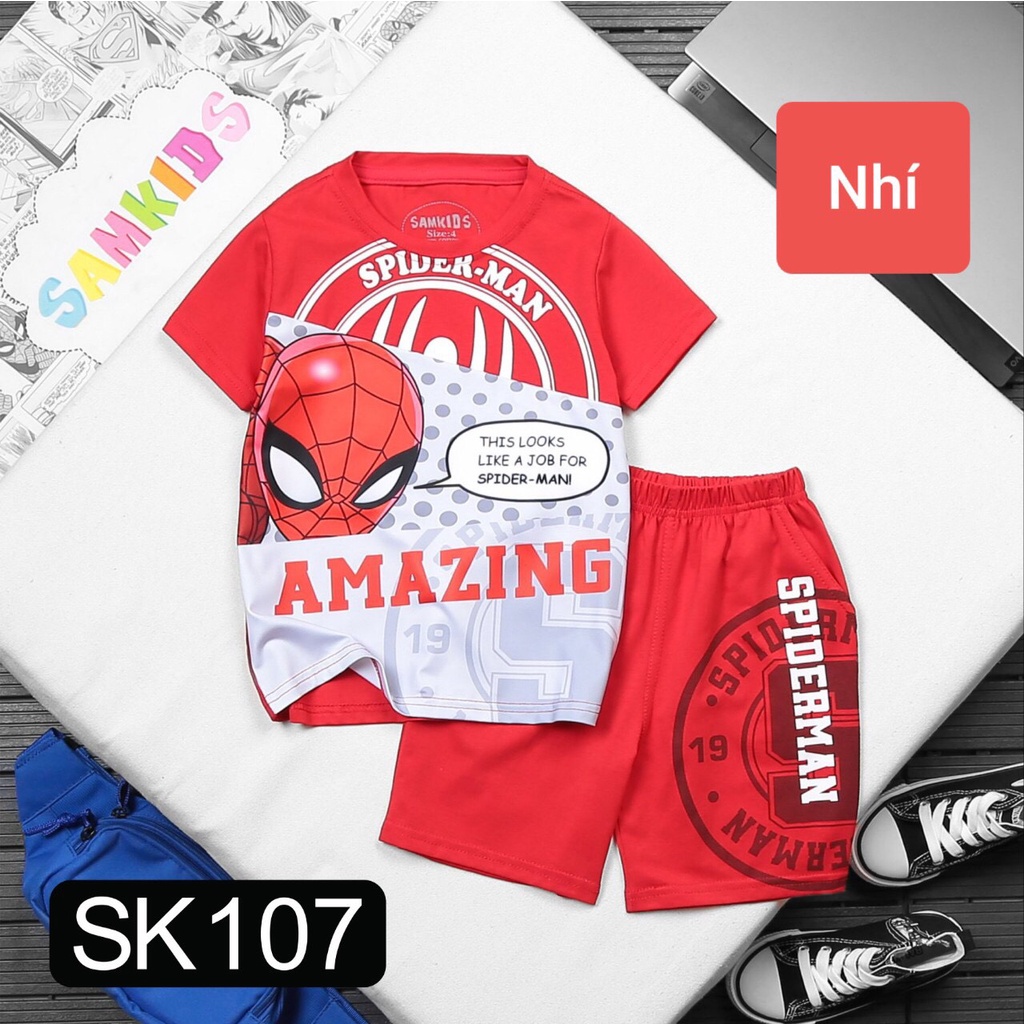 Bộ bé trai siêu nhân nhện chất cotton siêu đẹp (ko kèm túi đeo) Herokids NHEN2203