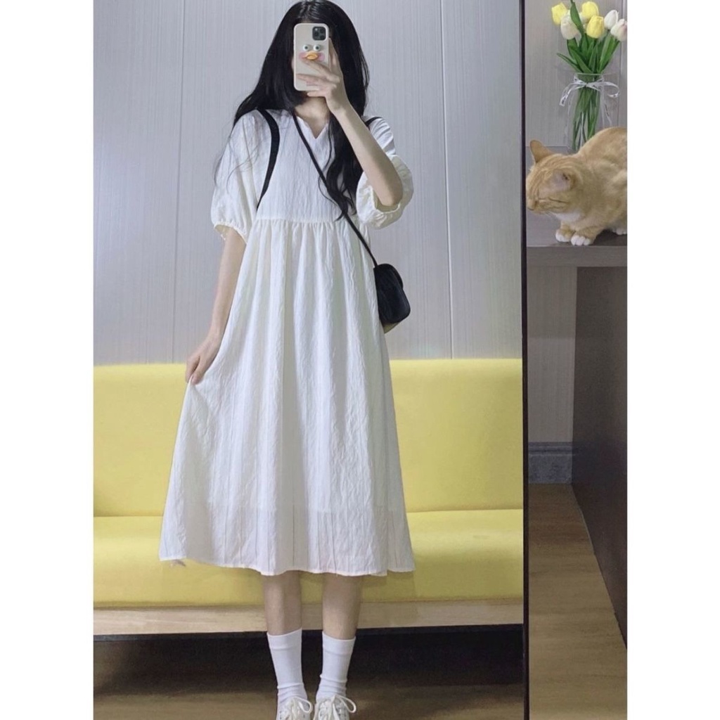 Đầm Bầu Cổ Chữ V Màu Sắc Đơn Giản Thanh Lịch