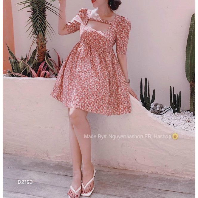 Váy hoa nhí đỏ dáng babydoll tay bồng xinh xắn | BigBuy360 - bigbuy360.vn