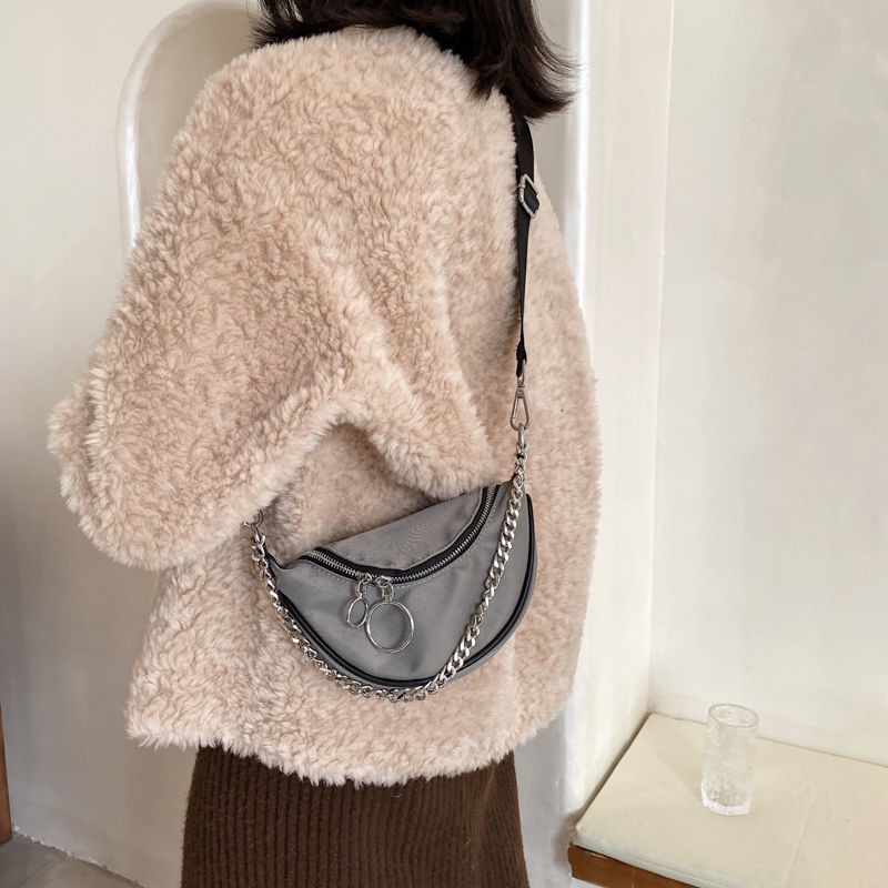 Túi bao tử túi mini dây xích cá tính túi đeo chéo thời trang túi đeo vai nữ