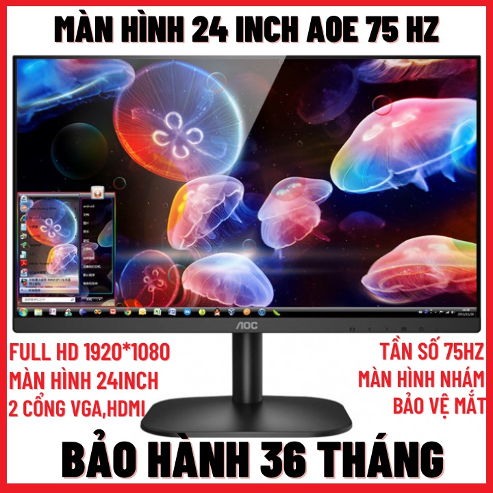 Màn Hình Máy Tính 24 inch/19inch AOC,Màn Hình 75HZ Full HD 1920*1080,Màn Nhám,Bảo Vệ Mắt,Chơi Game,Làm Việc,Xem Phim