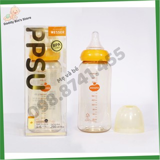 [MẪU MỚI] [CHÍNH HÃNG] Bình sữa PPSU Wesser cổ hẹp 60-140-250ML