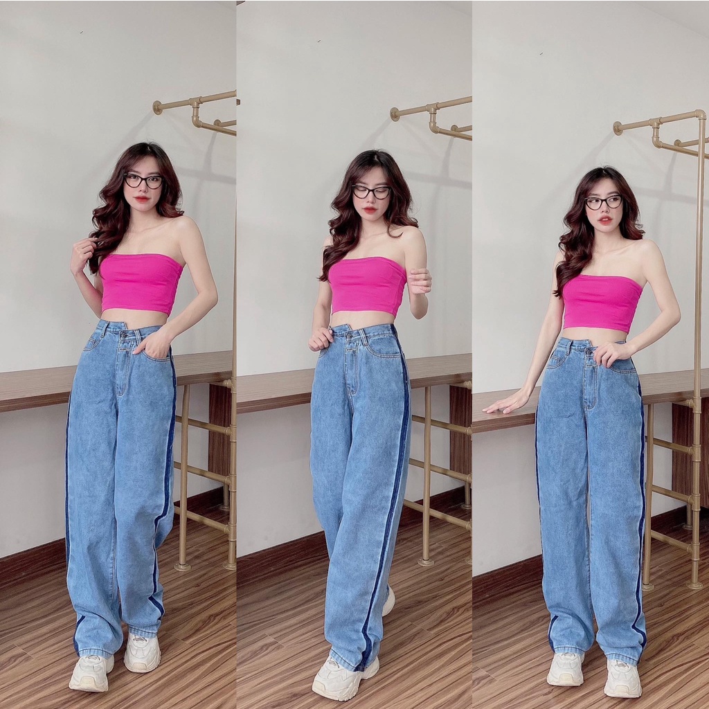 Quần jean nữ ống rộng lưng cao rách gối basic 🍀 Quần bò jeans ống đứng cạp cao ống suông cao cấp giá rẻ đẹp | BigBuy360 - bigbuy360.vn