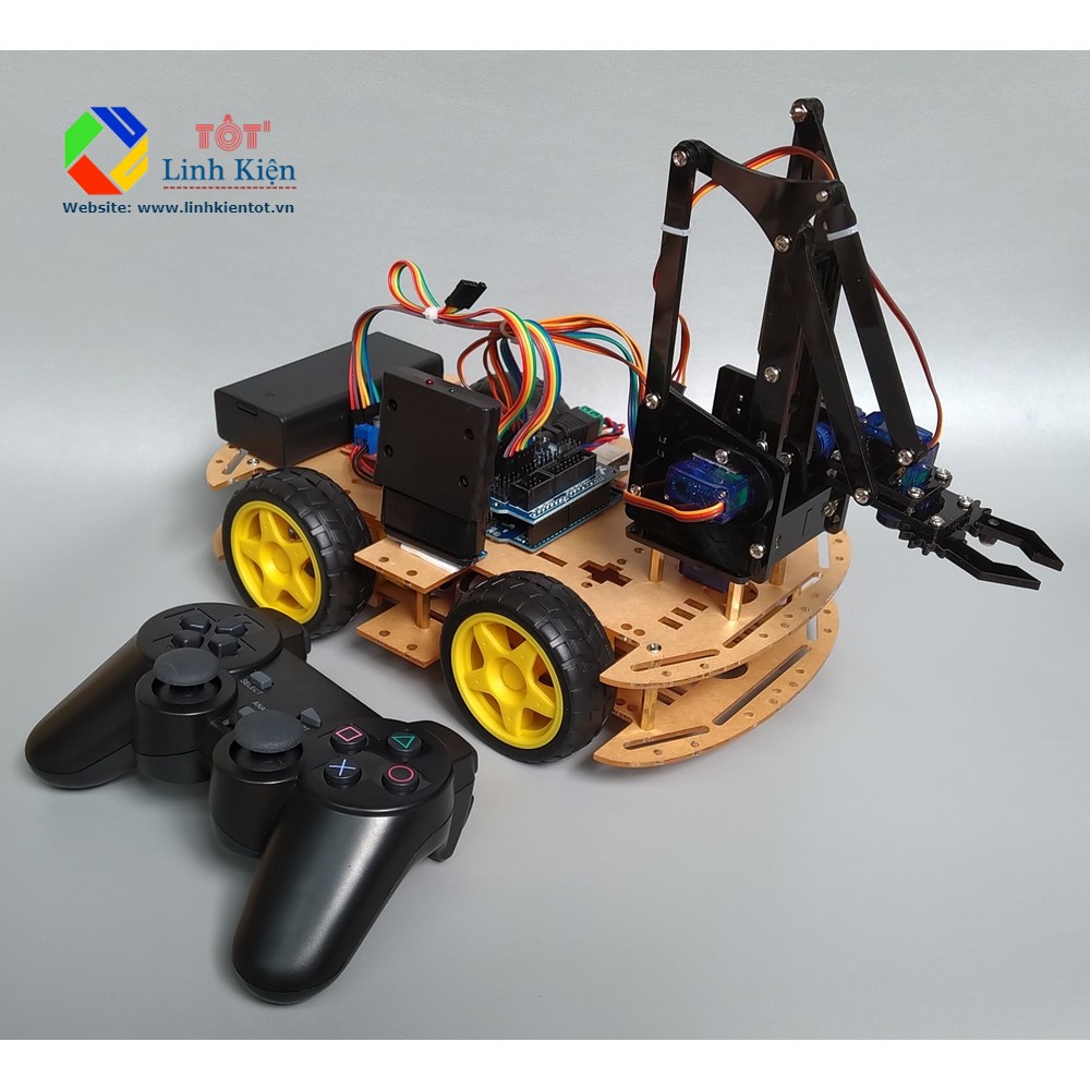 [KÈM CODE] Bộ Xe Arduino Car Arm DIY 4 bậc Robot Điều Khiển PS2