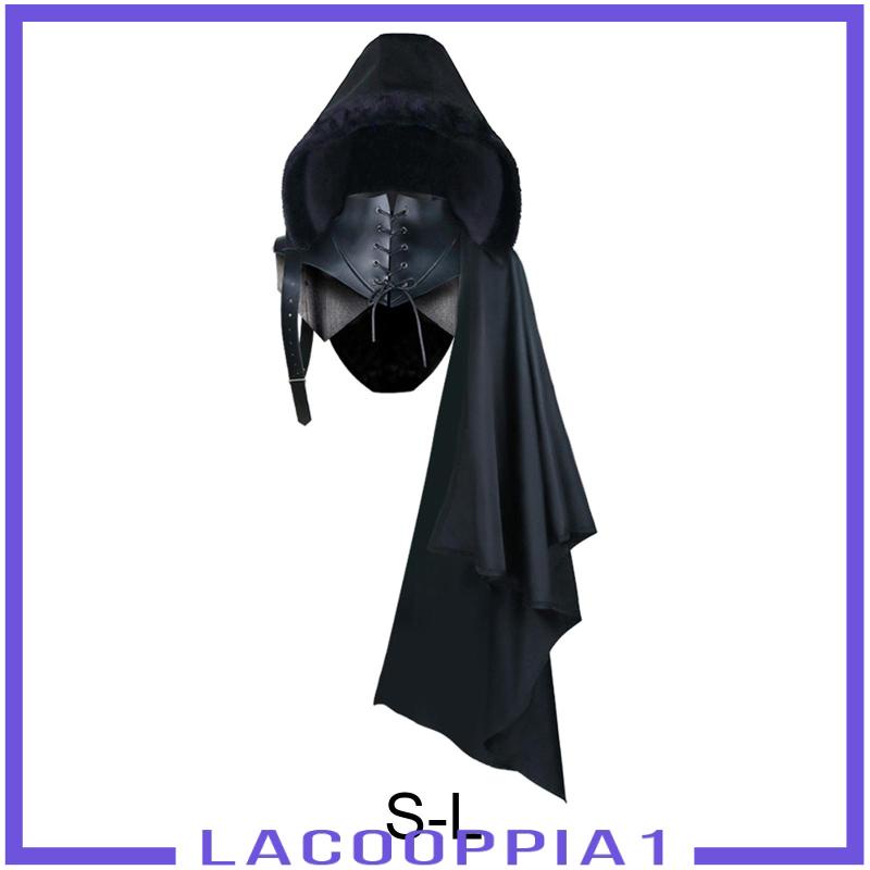 [Lacooppia1] Áo Choàng Đen Có Mũ Trùm Và Dây Đai Phong Cách Punk Gothic Halloween Unisex