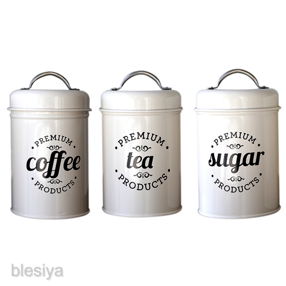 Hộp thiếc đựng trà/cà phê/đường có nắp đậy tiện dụng