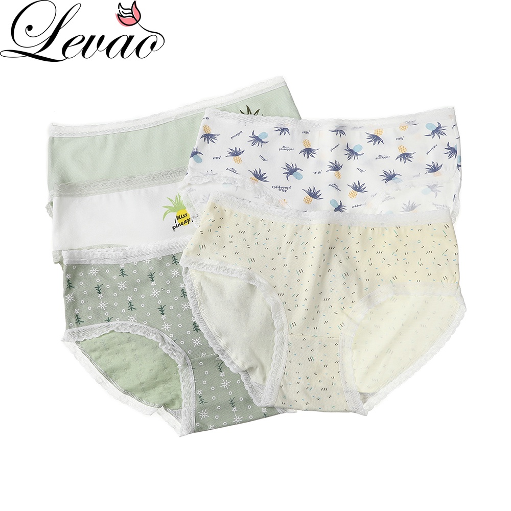 Quần Lót Cotton Levao Lưng Vừa In Họa Tiết Trái Dứa Cho Nữ