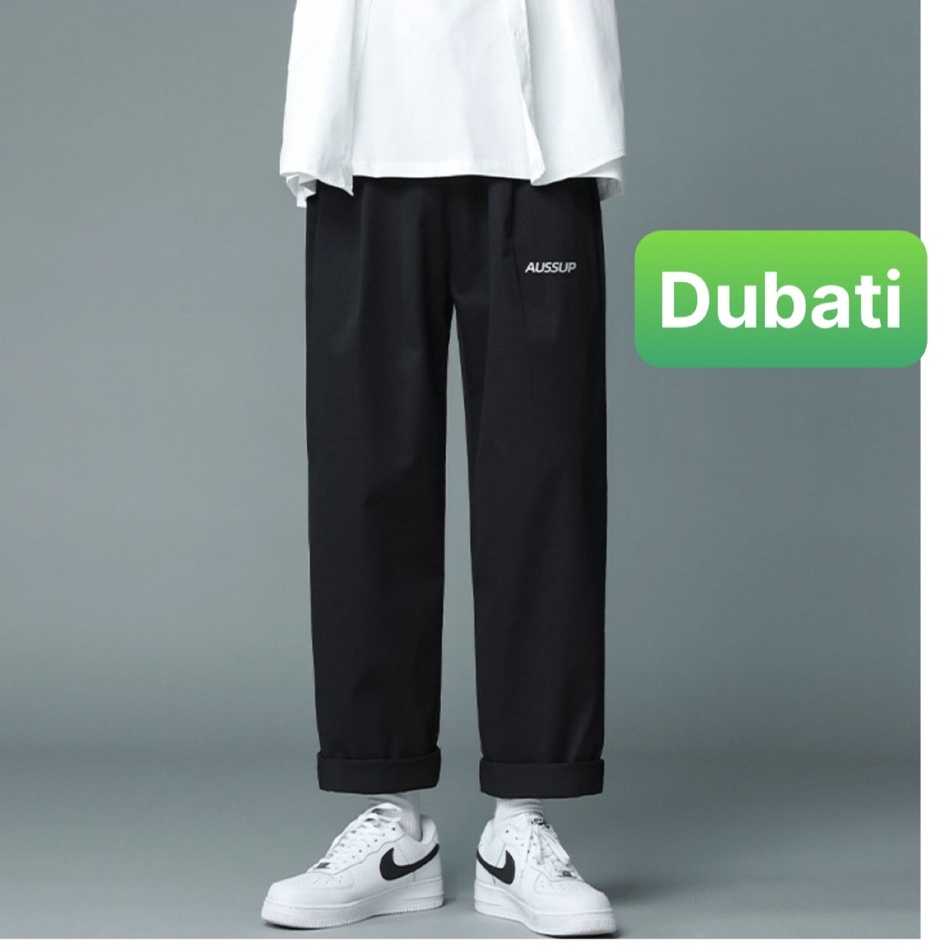 Quần baggy nam nữ Unisex ống rộng in chữ AUSSUP - Kiểu quần Kaki Nam Nữ Ống Suông Basic Unisex Vip pro - Dubati fashon