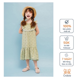 Đầm bé gái CRABIE thô cotton thoáng mát mùa hè - Mia Dress - Kẻ gingham xanh lá