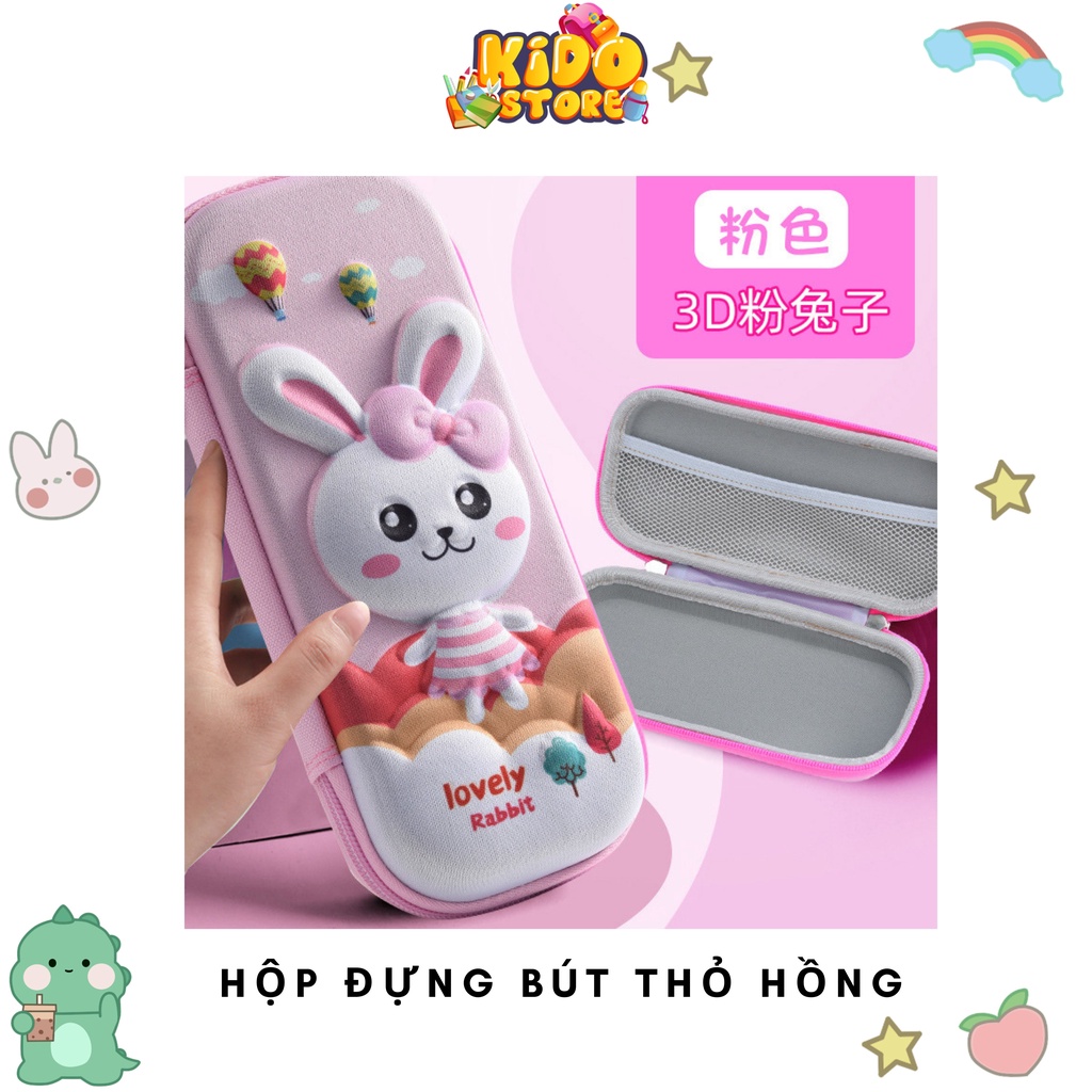 Hộp đựng bút cho học sinh, hộp bút cho bé gái bé trai 3D cute từ lớp 1 đến lớp 5 có 2 ngăn giá rẻ KDP603