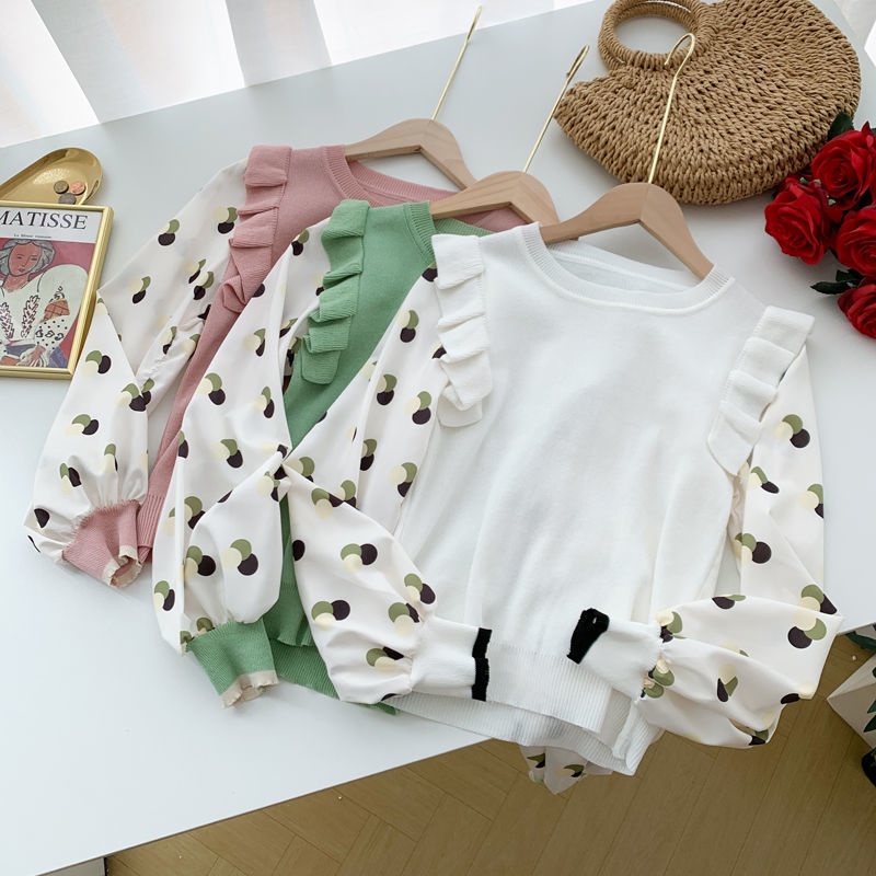 Áo Len Tay Dài Dáng Ôm Thiết Kế Chắp Vá Thời Trang Mới Dành Cho Bạn Nữ