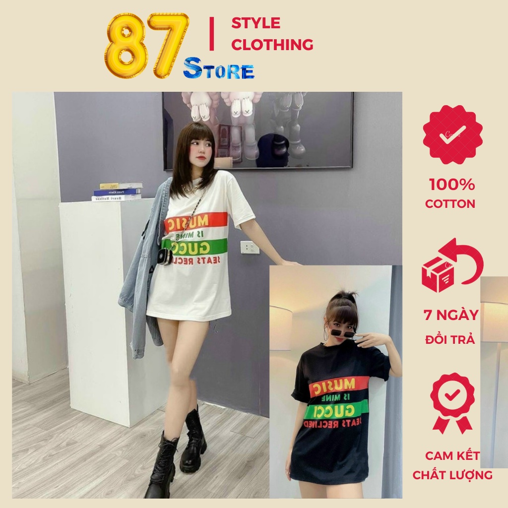 Áo Phông Nữ 87 Store - Style&Clothing, Áo Thun Nữ Quảng Châu Form Rộng Tay Lỡ Giá Rẻ vải Cotton 100% co giãn Siêu Mát