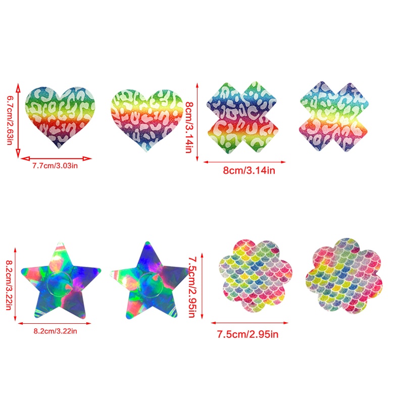 Youyo Áo Ngực Cầu Vồng Ngôi Sao Trái Tim Lấp Lánh Đầy Màu Sắc Dùng Một Lần