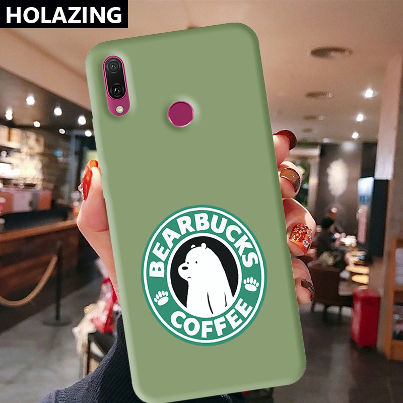 Huawei Y8P Y7 Y6 Pro 2019| Y5 | Y9 Prime 2019 Mate 30 40 Pro 20 Y9S Candy Color Phone Cases vỏ điện thoại We Bare Bears BearBucks Coffee Soft Silicone Cover